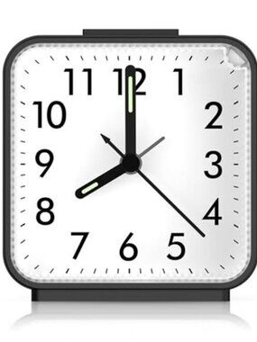 Silent Analog Alarm Clock Battery Powered Snooze Light Compact Bedside Clock